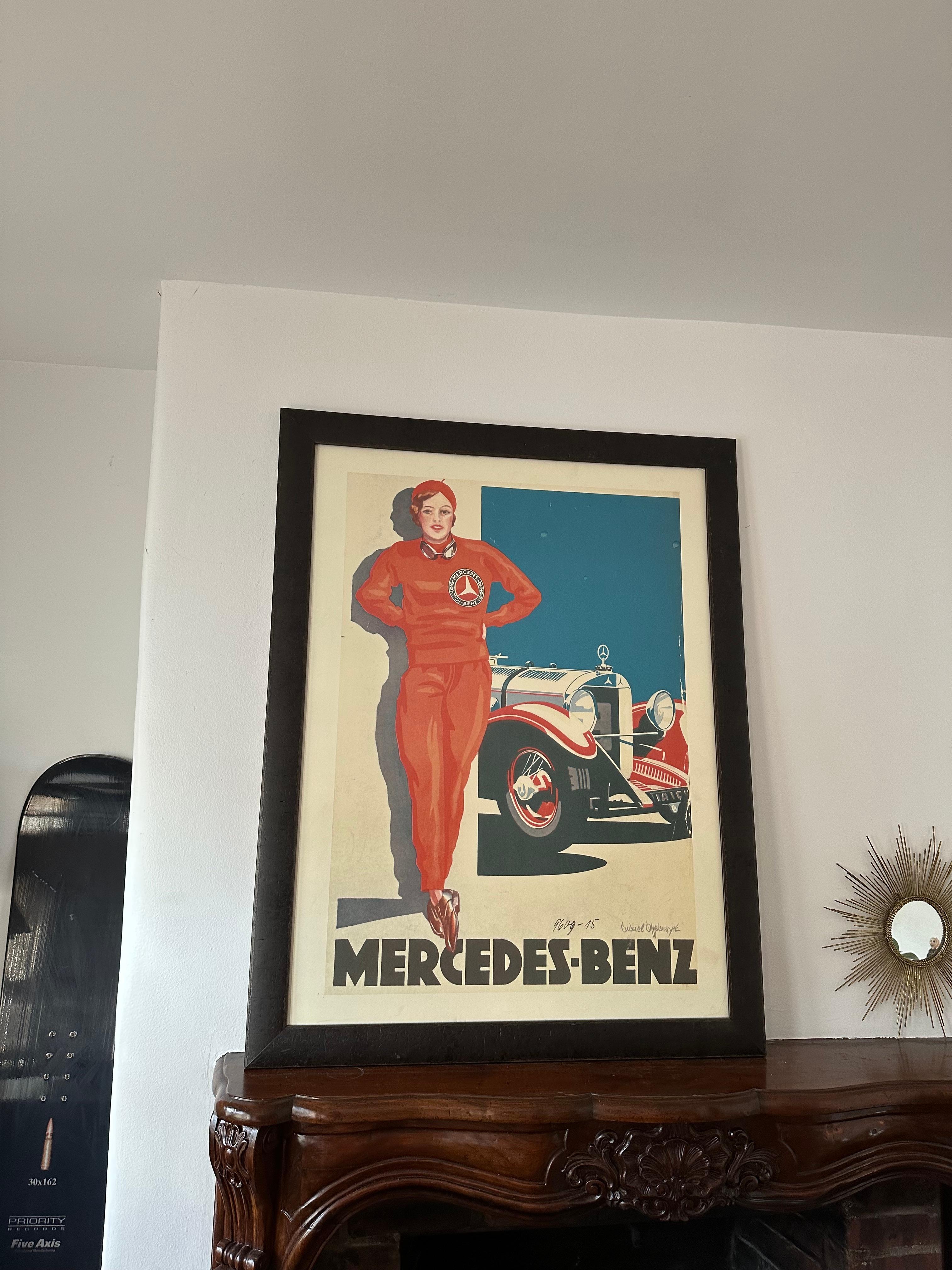 North American Vintage Mercedez-Benz Advert 1920s Lady in Red  For Sale