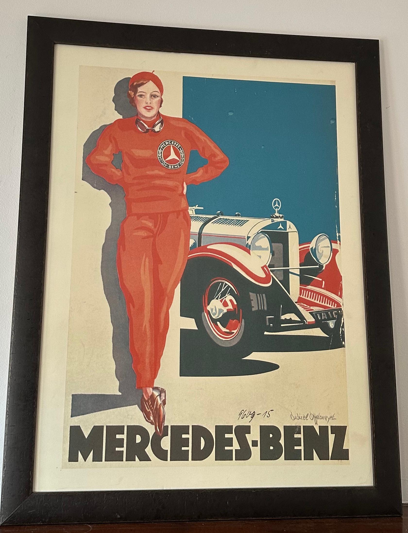 Vintage Mercedez-Benz Advert 1920s Lady in Red  For Sale 1