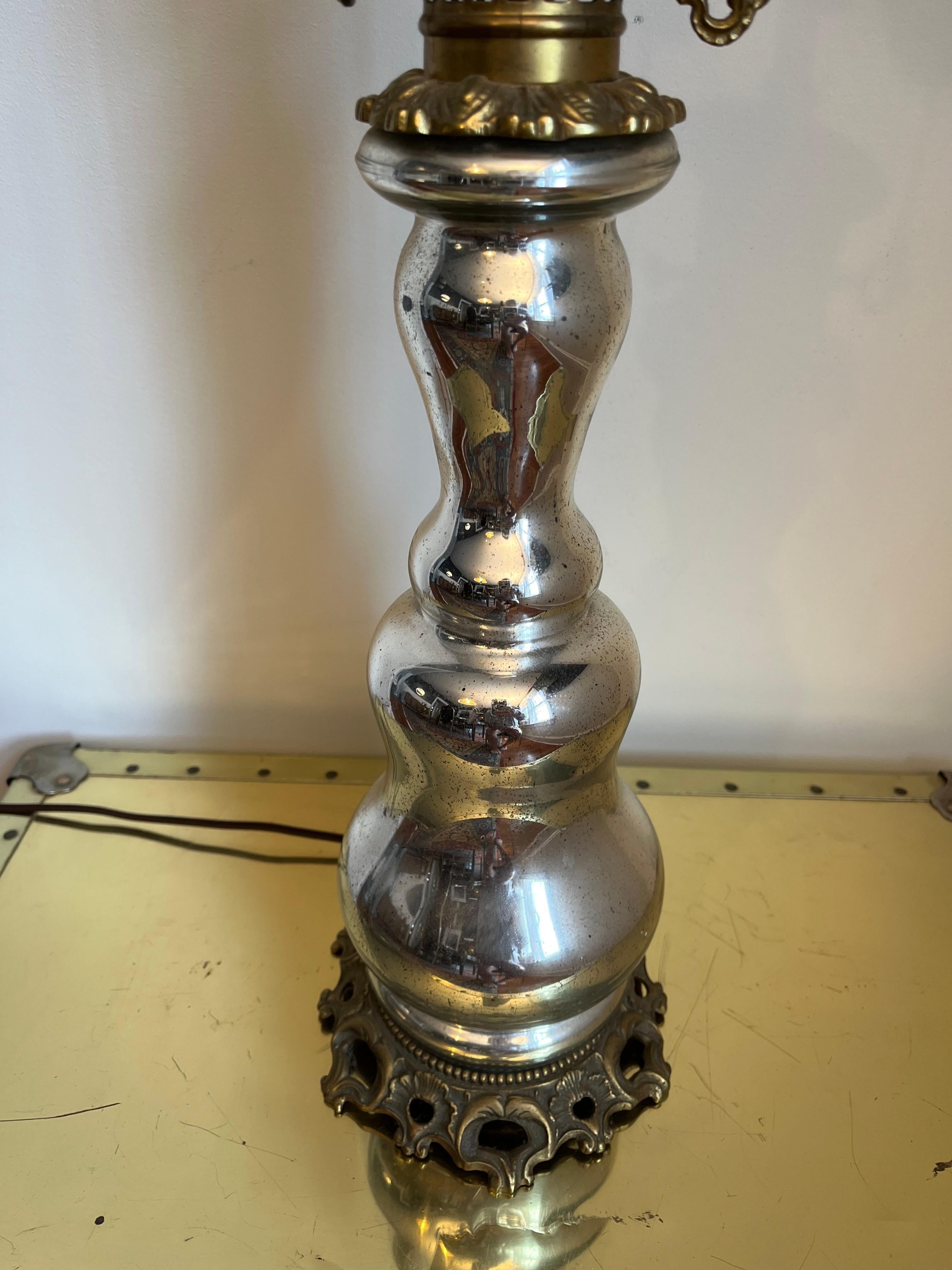 French Provincial Vintage Mercury Glass French Lamp Warren Kessler New York For Sale