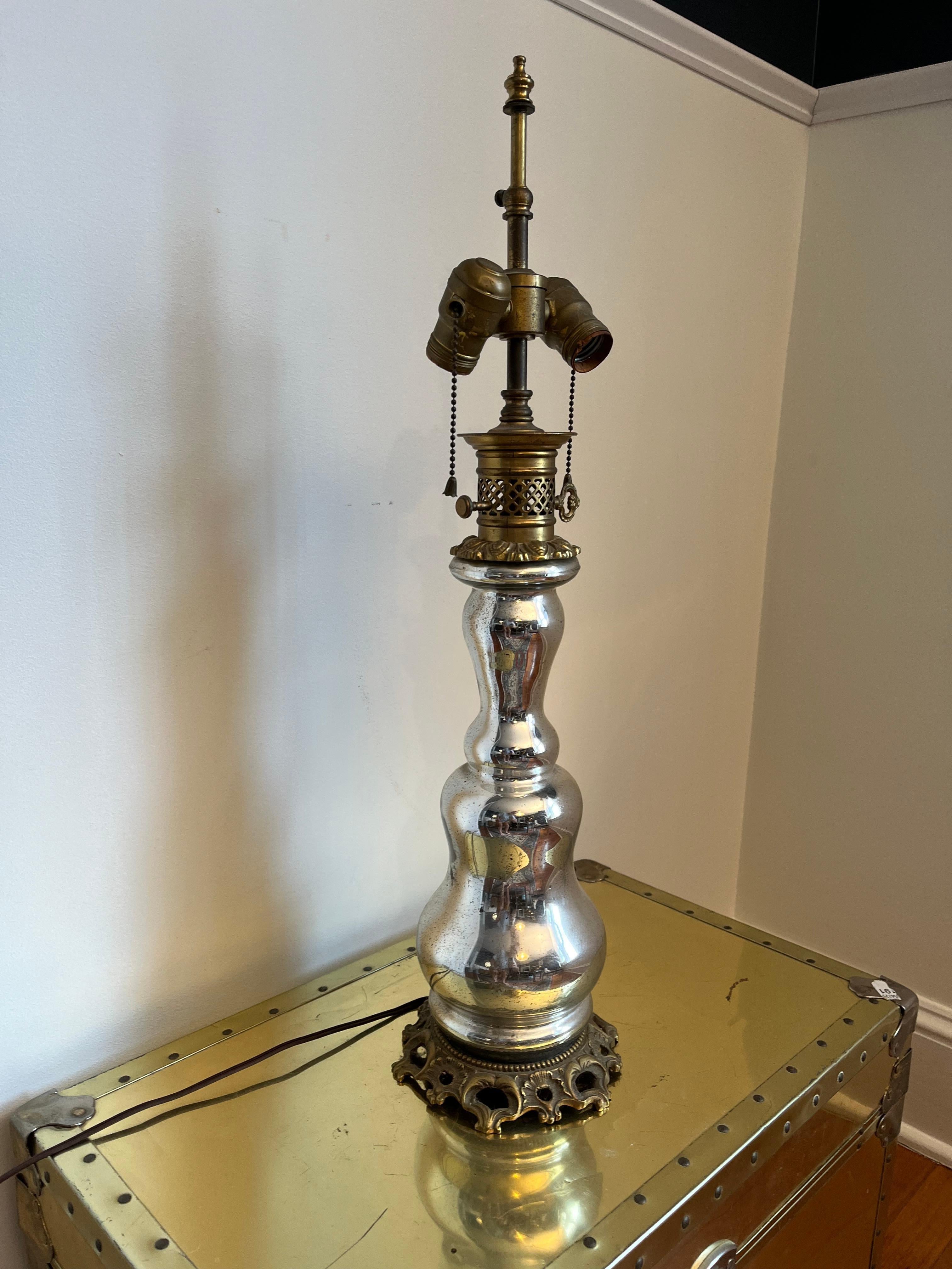 Vintage Mercury Glass French Lamp Warren Kessler New York In Good Condition For Sale In W Allenhurst, NJ