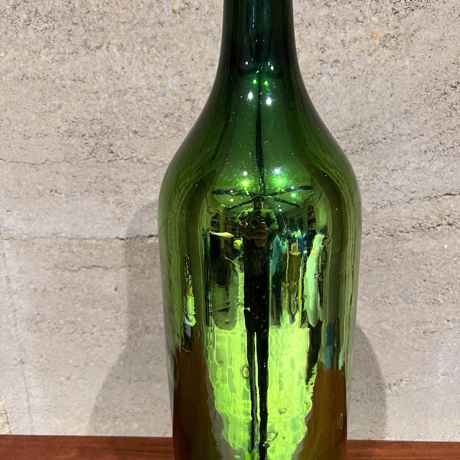 Mexican Vintage Mercury Glass Green Bottle For Sale