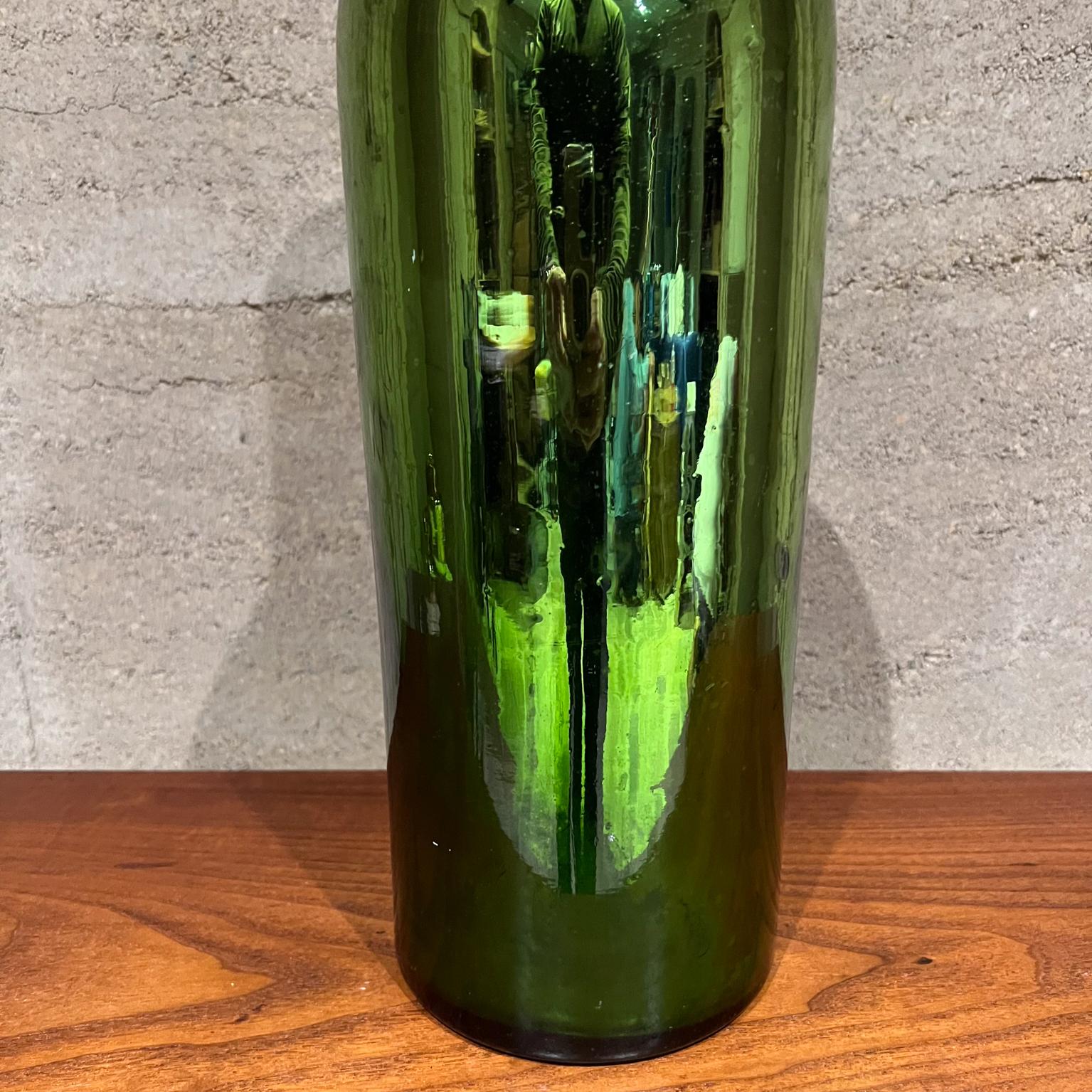 Vintage Mercury Glass Green Bottle In Good Condition For Sale In Chula Vista, CA