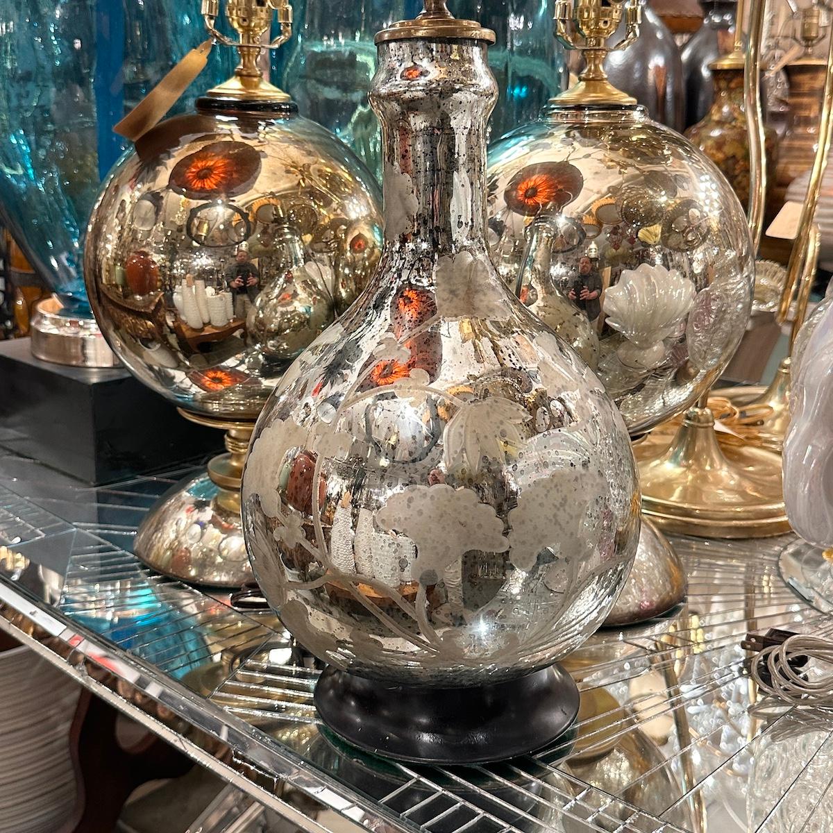 Lampe vintage en verre mercuré Bon état - En vente à New York, NY