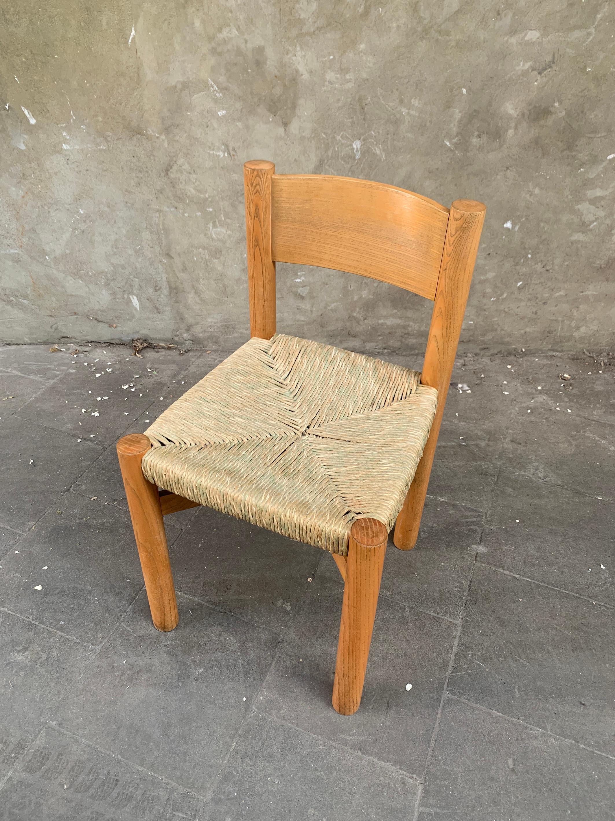 20th Century Vintage Meribel Dining Chair by Charlotte Perriand, Steph Simon, Paris, 1960s