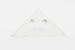 Vintage Merle Edelman Pop Art Embedded Lucite Triangle Sculpture of Face, Eyes