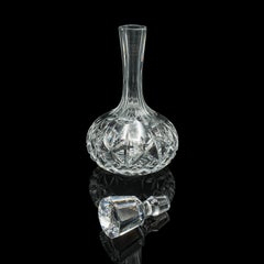 Vintage Merlot Decanter, English Cut Glass, Medium Body Wines, Mid Century, 1960