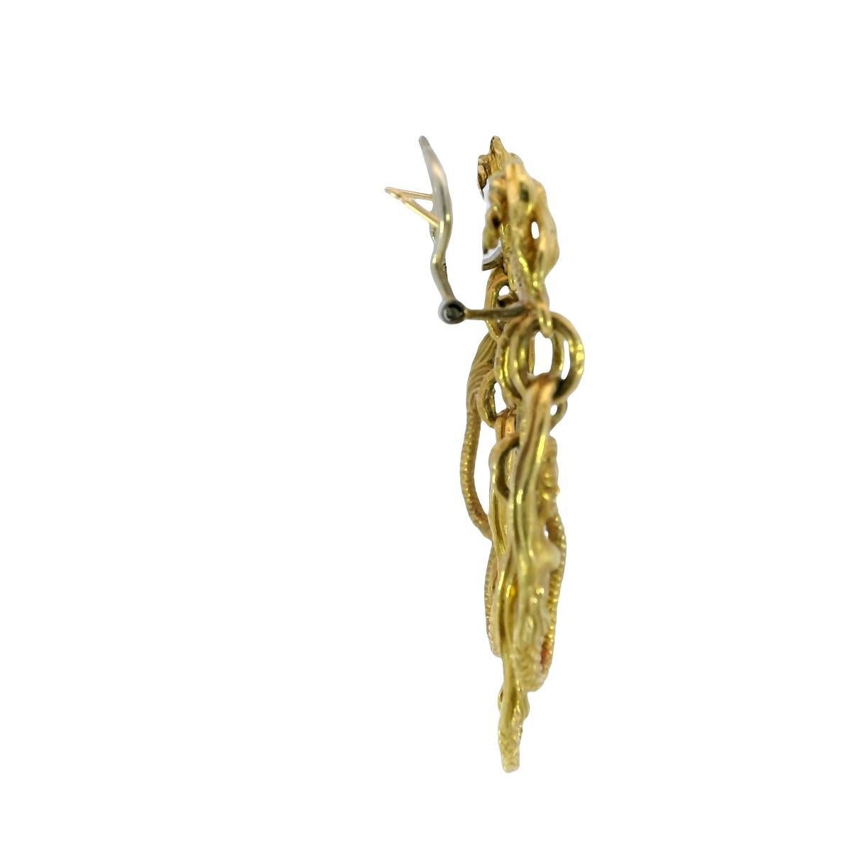 Vintage Meerjungfrau baumeln Ohrringe 18K Gelbgold Clip Ons im Angebot 2