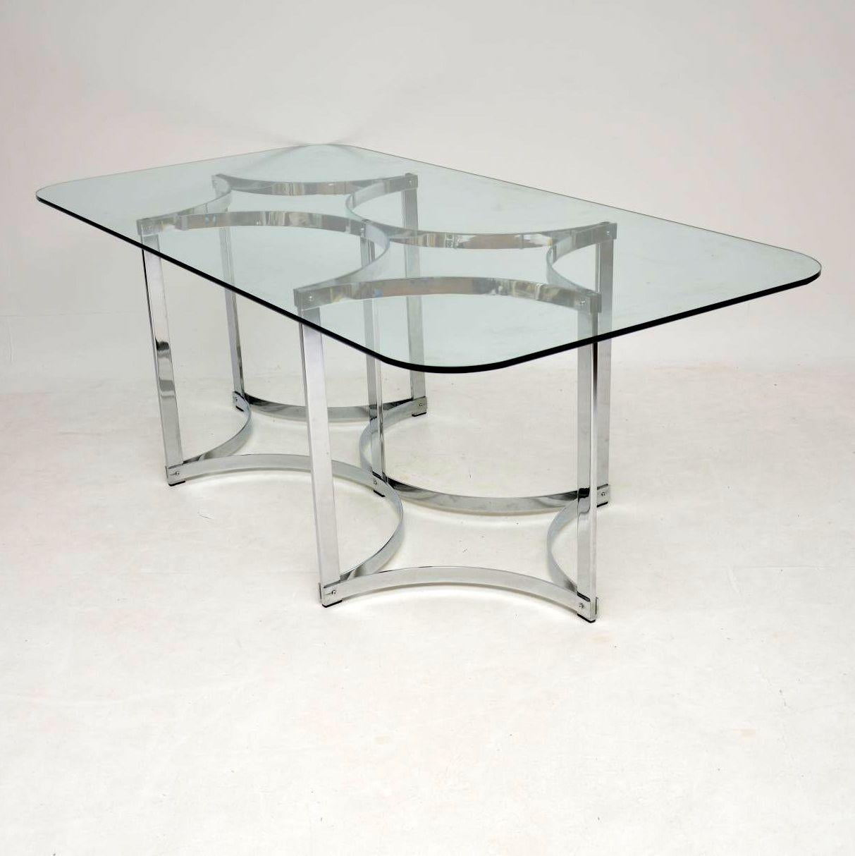 Late 20th Century Vintage Merrow Associates Dining Table in Chrome & Glass, 1970s