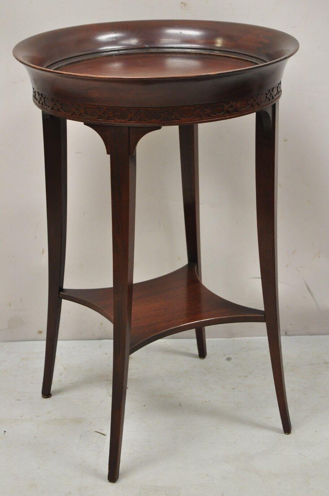 Vintage Mersman Mahogany Regency Style Round Saber Leg Side End Table For Sale 4