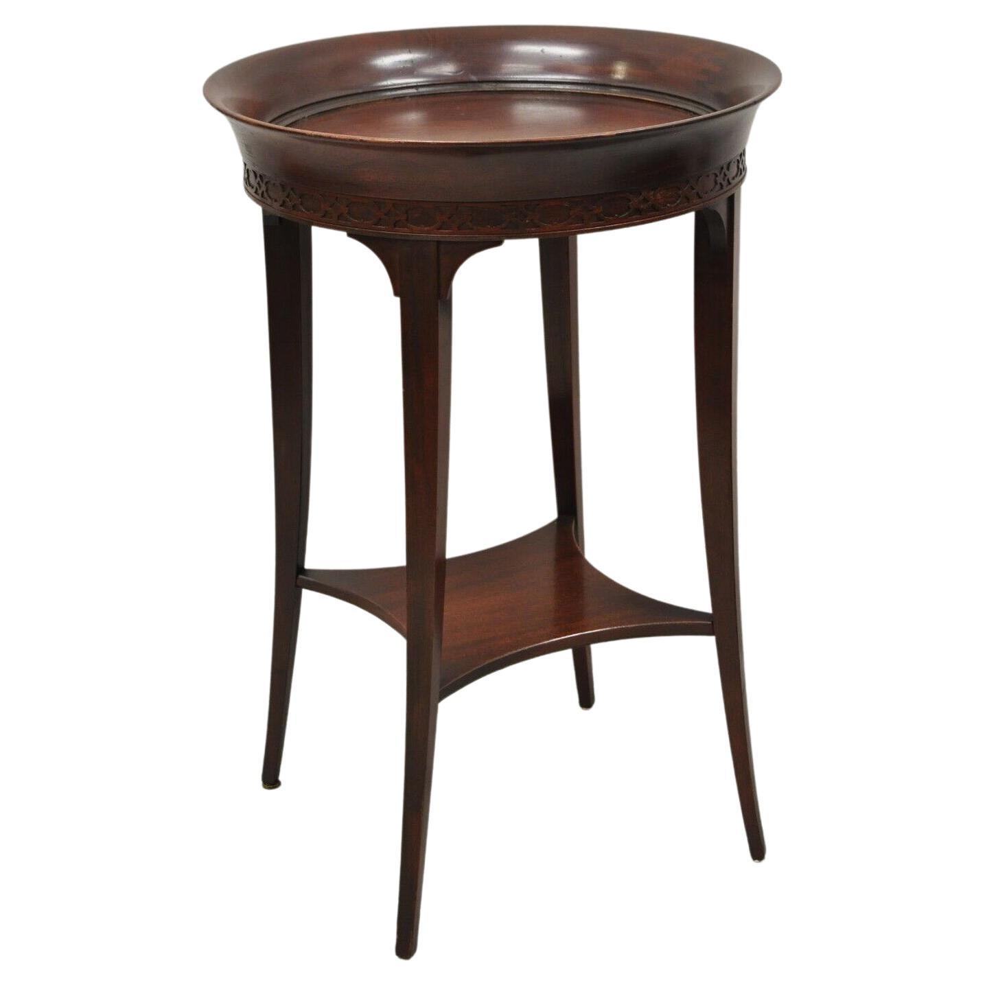 Vintage Mersman Mahogany Regency Style Round Saber Leg Side End Table For Sale