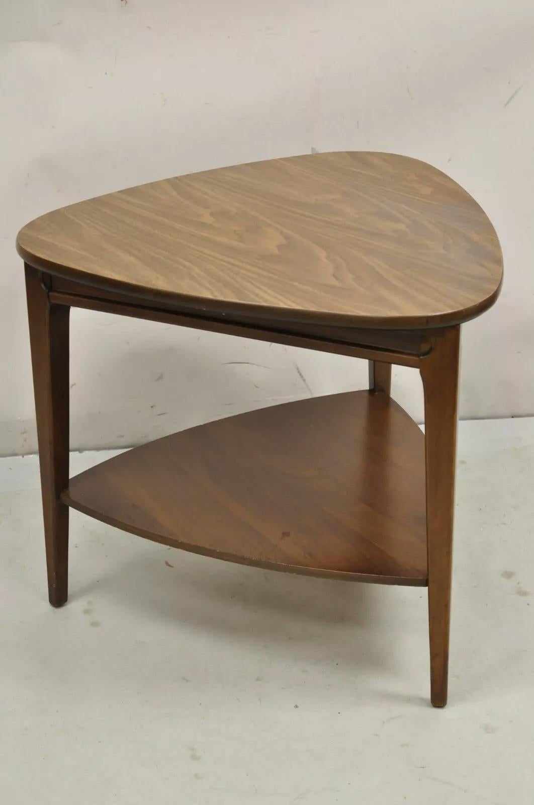 Unknown Vintage Mersman Mid Century Modern Walnut and Formica Top Guitar Pick Side Table