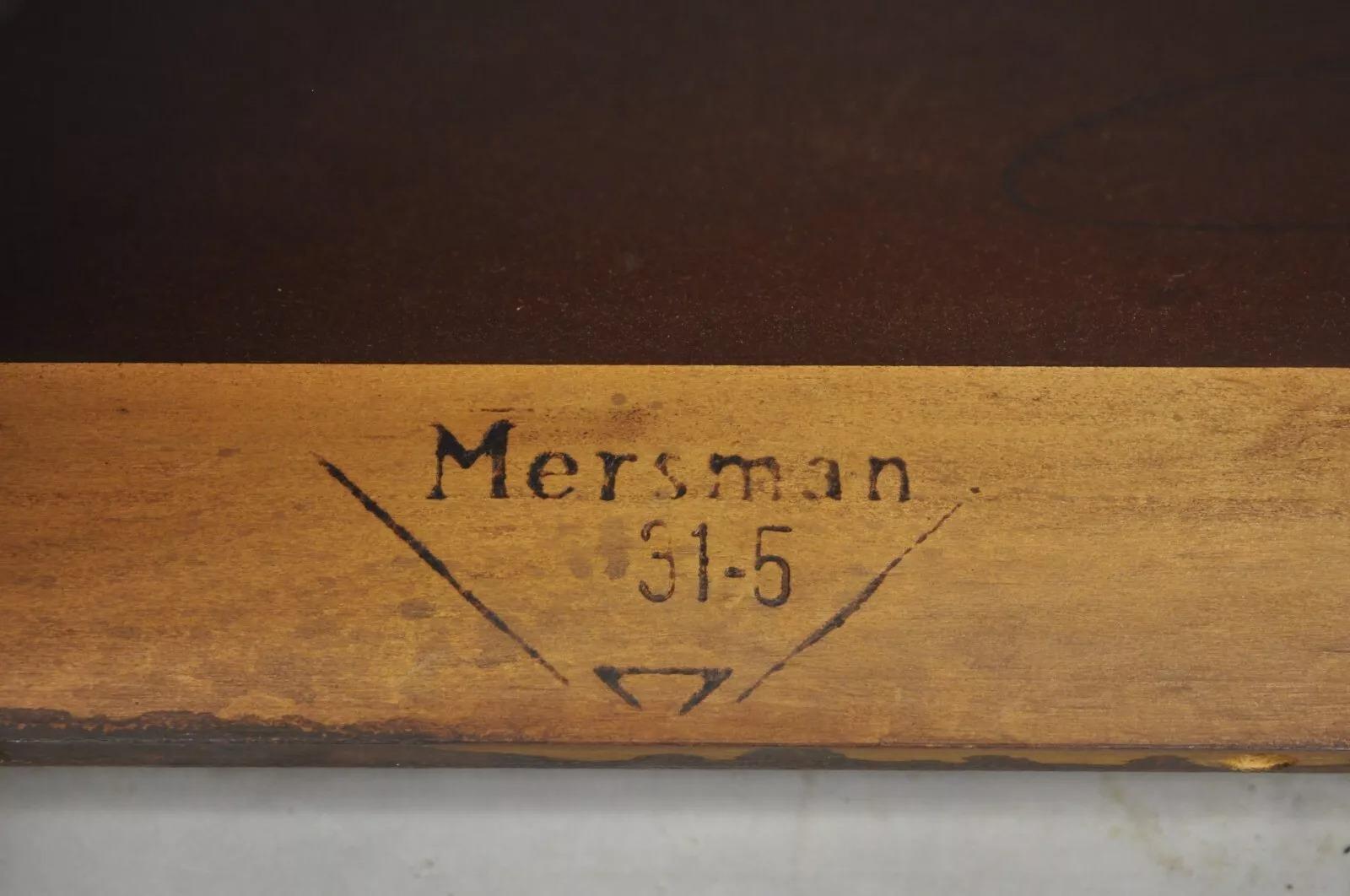 Vintage Mersman Mid Century Modern Walnut and Formica Top Guitar Pick Side Table In Good Condition In Philadelphia, PA