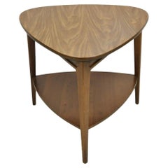 Vintage Mersman Mid Century Modern Walnut and Formica Top Guitar Pick Side Table