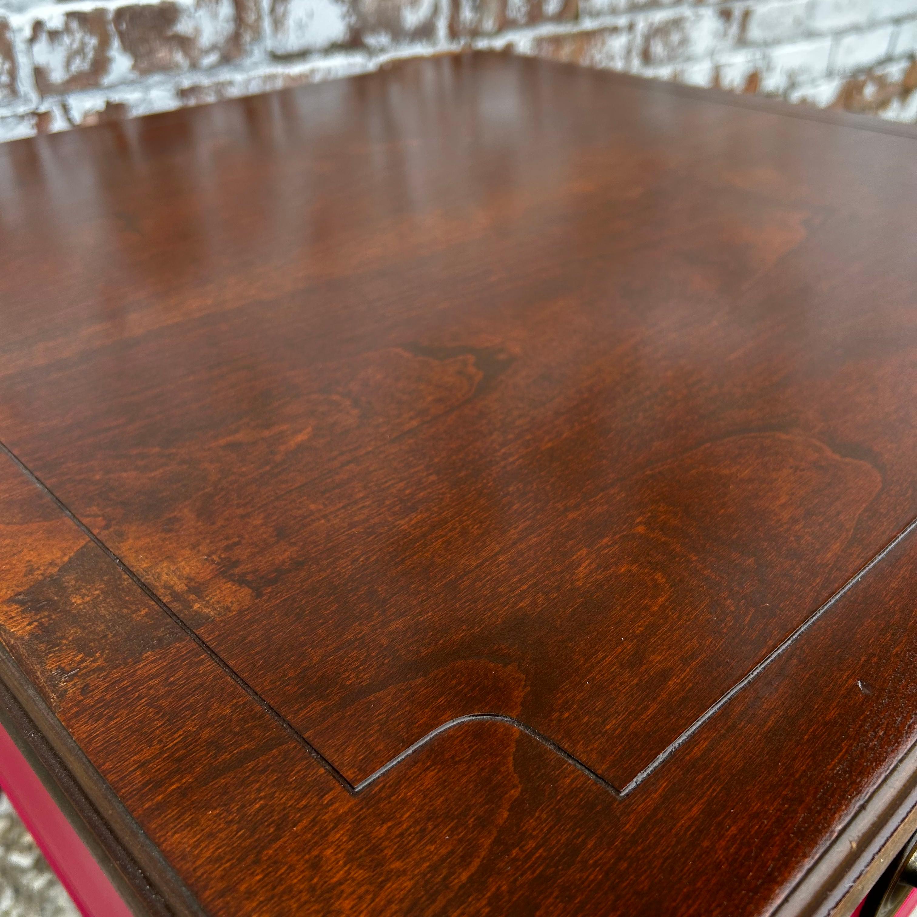 Vintage Mersman Side Table in Pink and Natural Wood In Good Condition For Sale In Munster, IN