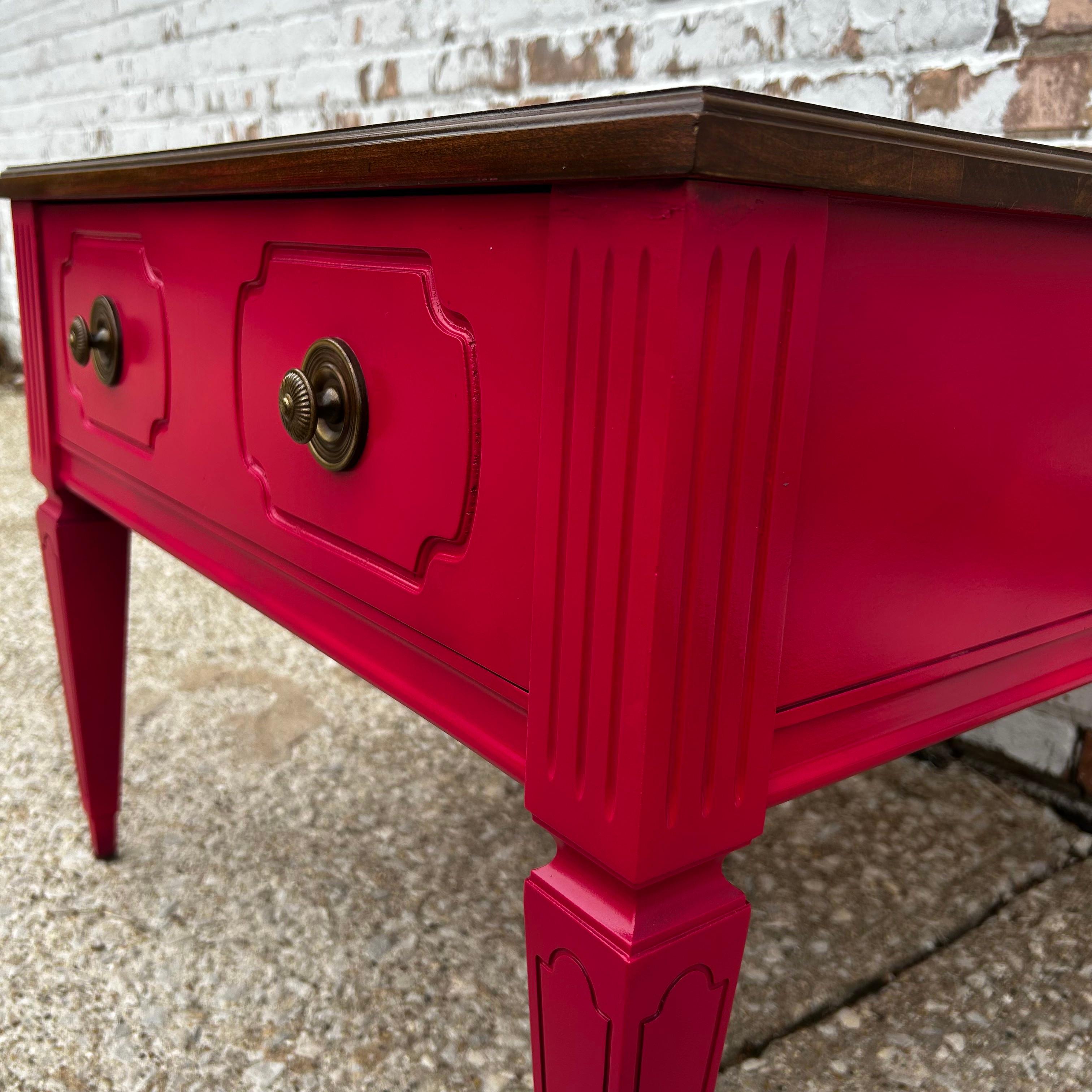 Vintage Mersman Side Table in Pink and Natural Wood For Sale 1