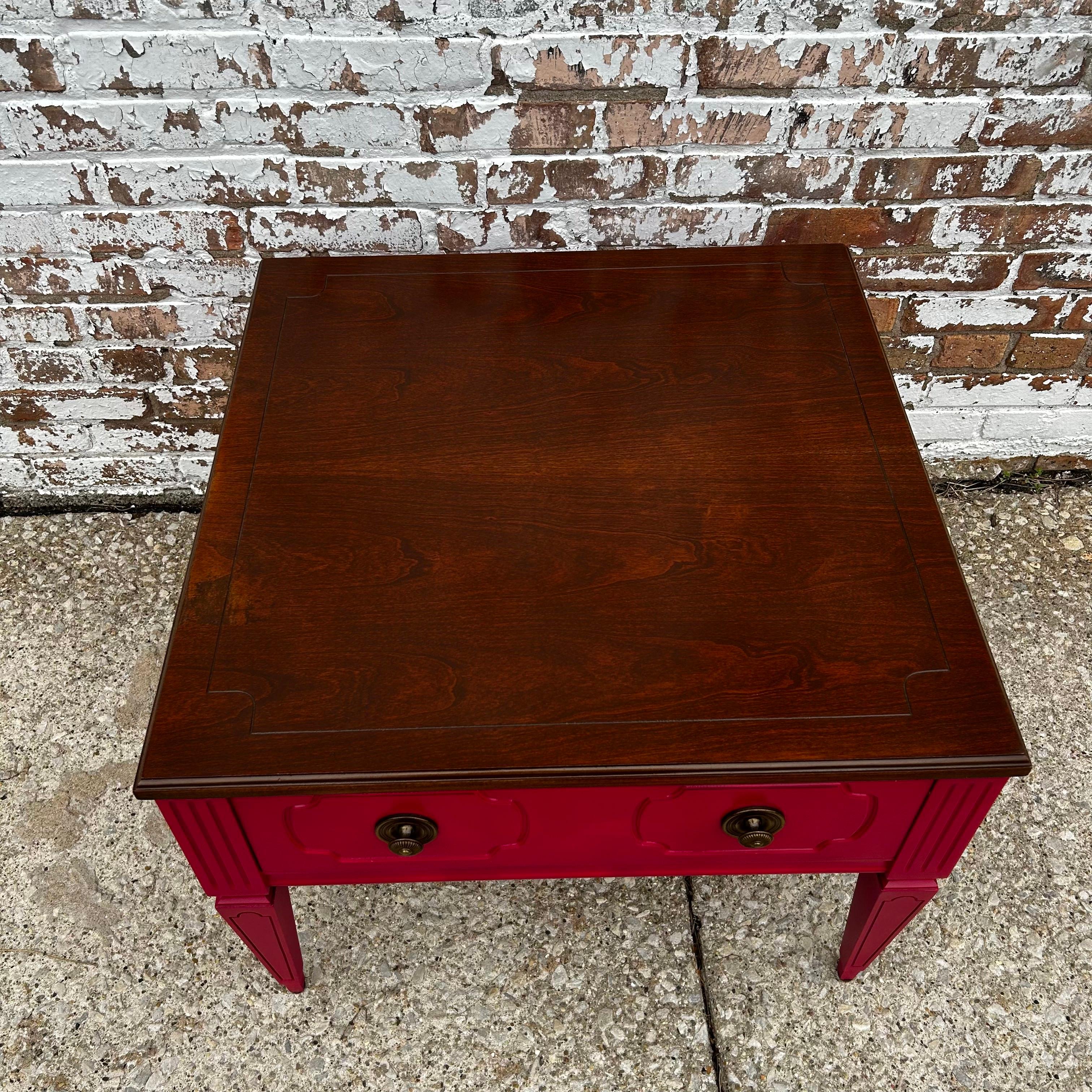 Vintage Mersman Side Table in Pink and Natural Wood For Sale 2