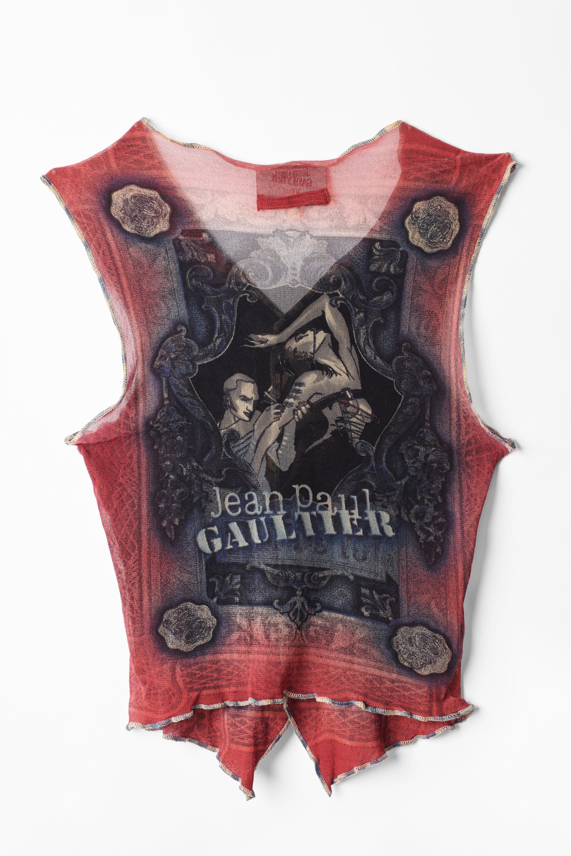 Vintage Mesh Printed Waistcoat Vest  In Excellent Condition In London, GB