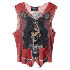 Vintage Mesh Printed Waistcoat Vest 