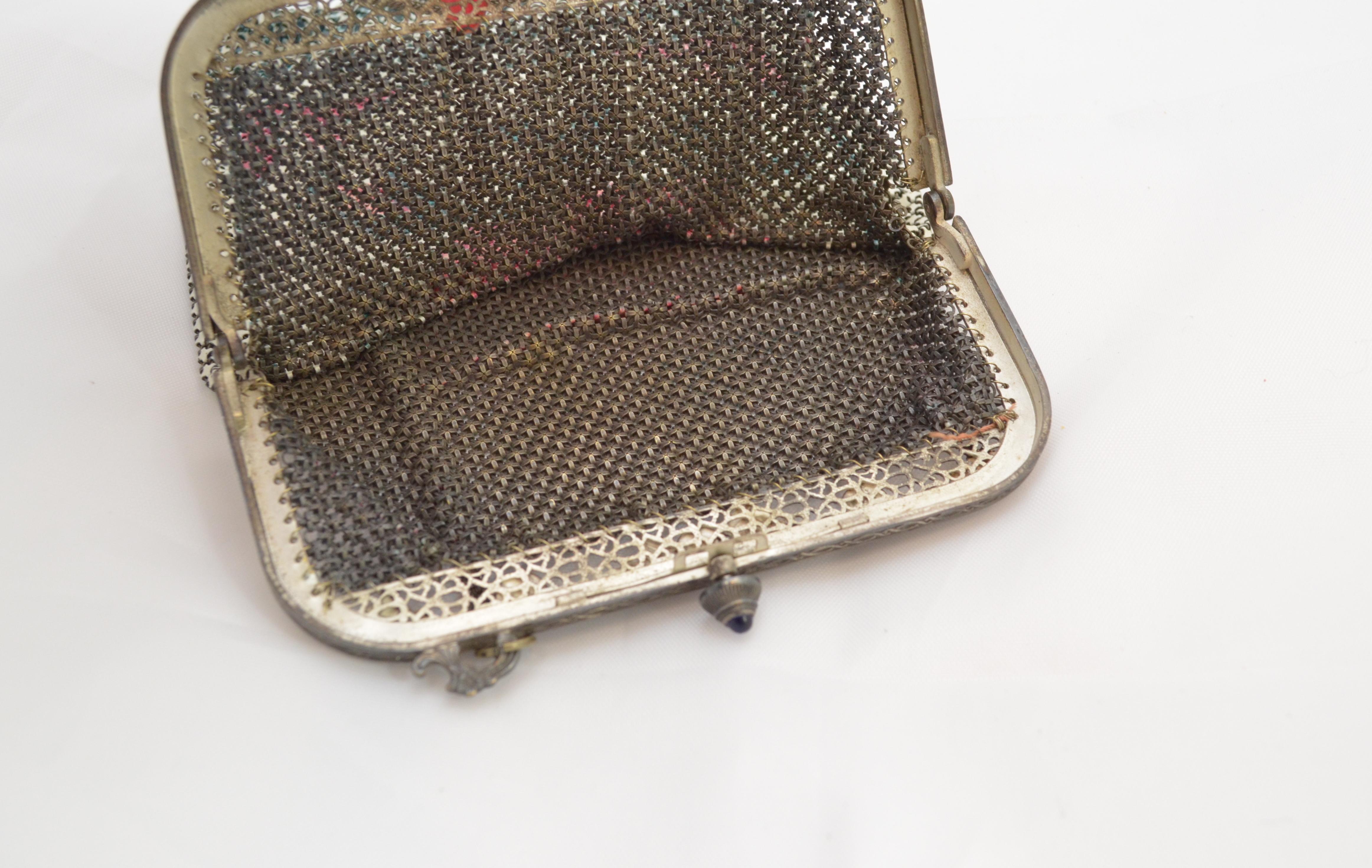 Vintage Mesh Purse with Rose Motif 3