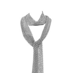 Vintage Mesh Wrap Tie Silver Tone  Necklace Lariat Circa 1980s