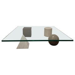 Vintage "Metafora" Glass and Marble Coffee Table by Massimo Vignelli, Italy 1979