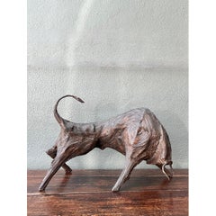 Vintage Metal Abstract Bull Sculpture