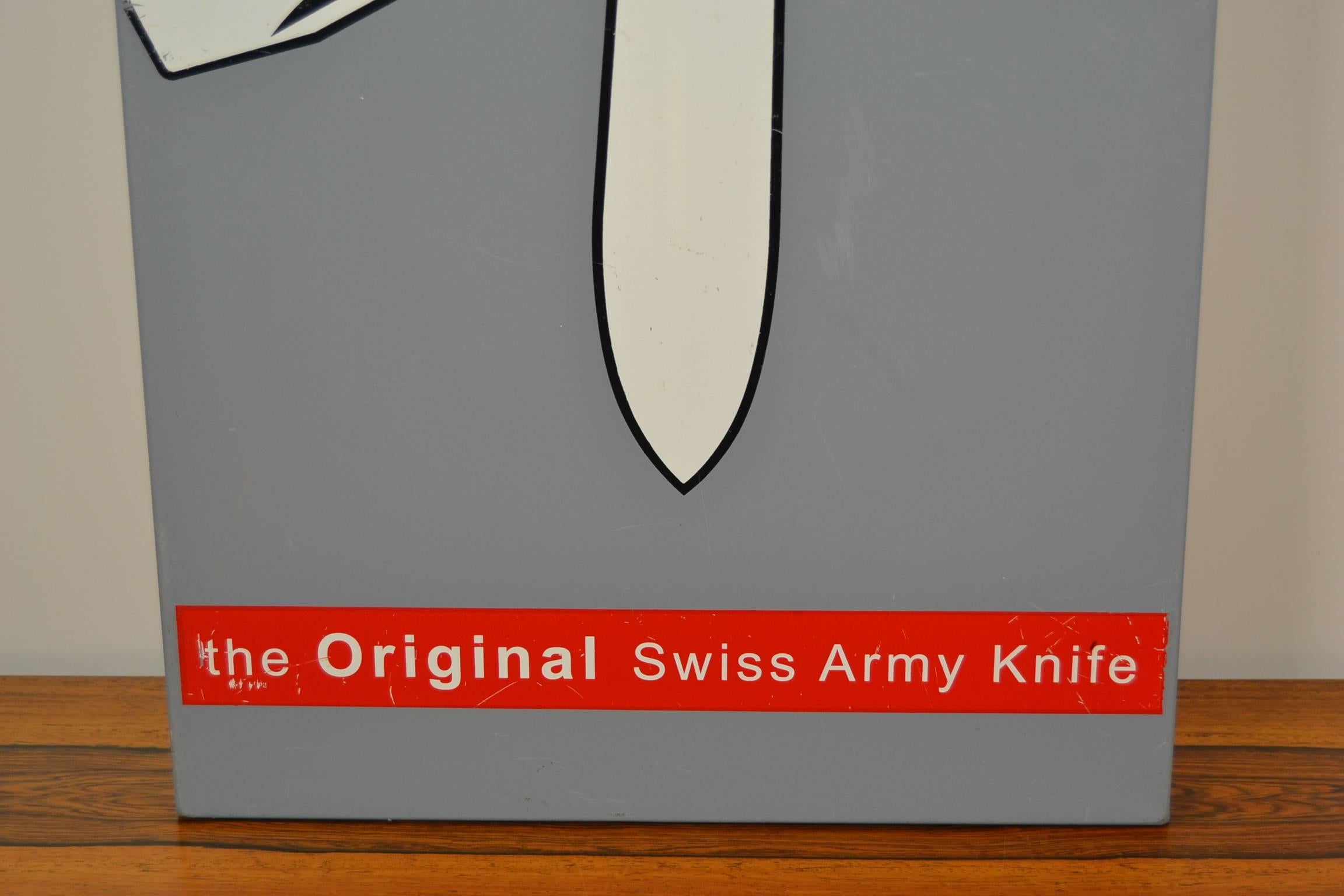 Swiss Vintage Metal Advertising Sign for Victorinox Switzerland