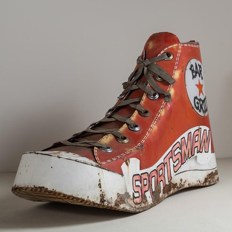 Vintage Metal and Acrylic Painted 'High Top' Shoe Sculpture For Sale at ...