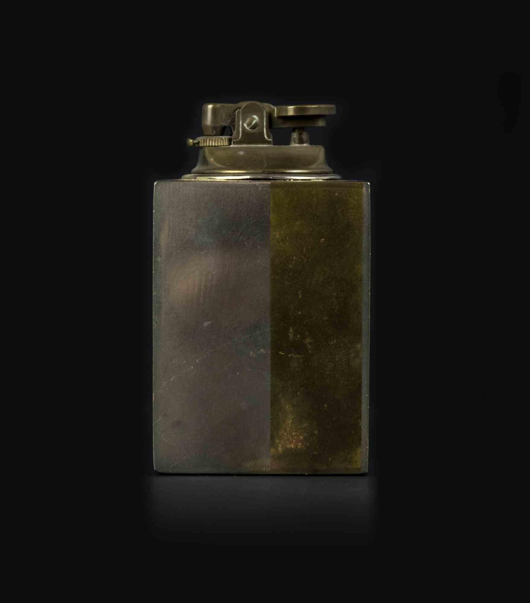 Vintage Metal and Brass Lighter, Italy, Mid-20th Century In Good Condition For Sale In Roma, IT