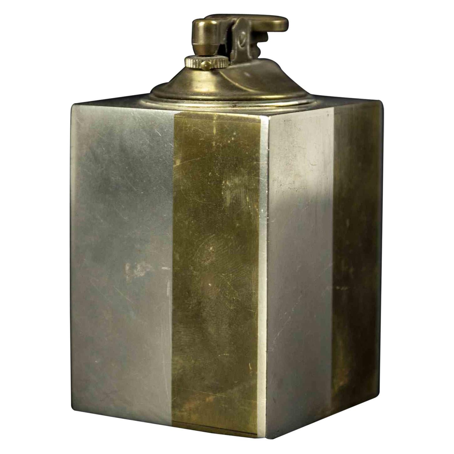 Vintage Metal and Brass Lighter, Italy, Mid-20th Century For Sale