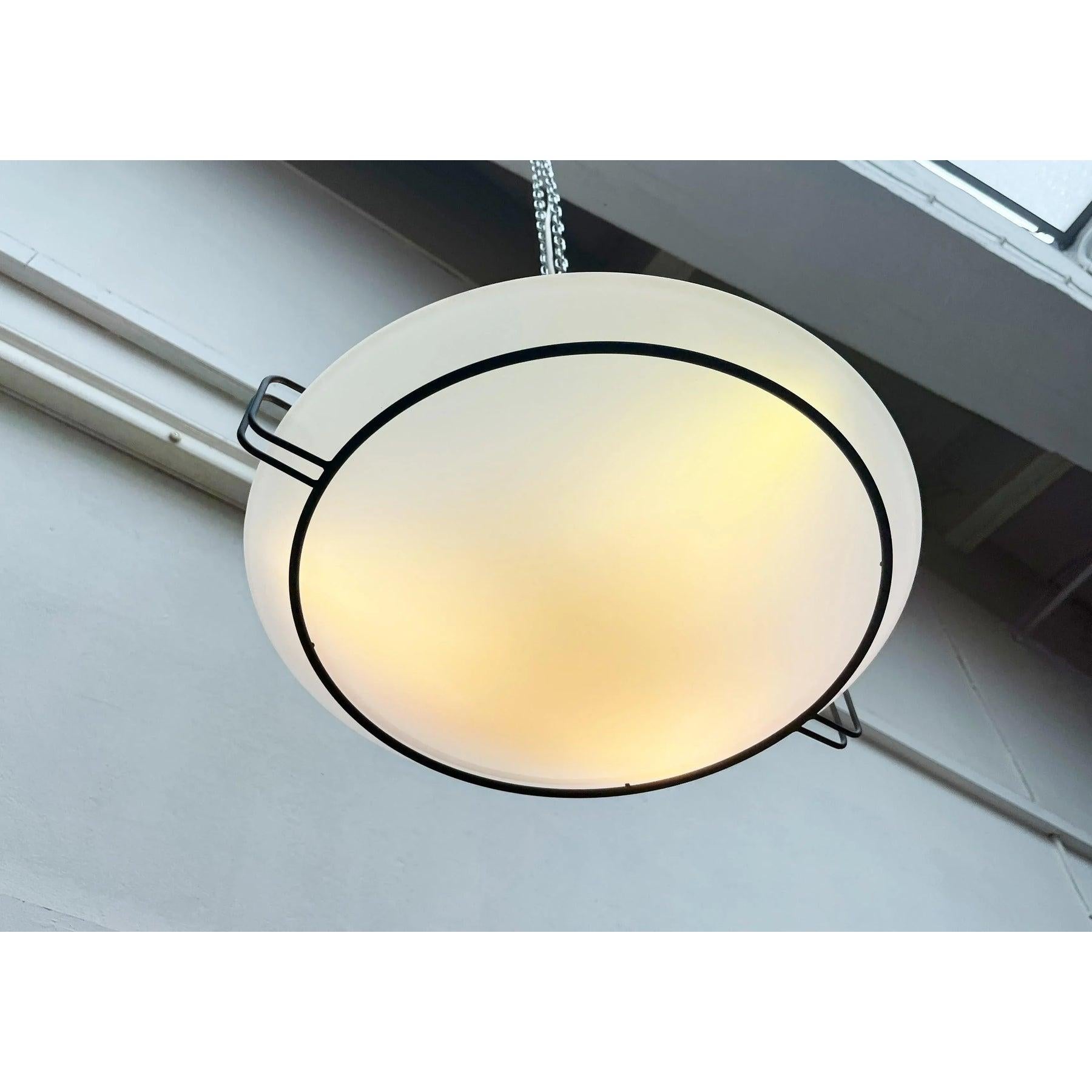 Lampada da soffitto in metallo e vetro vintage di Kalmar, anni '80 in vendita 4