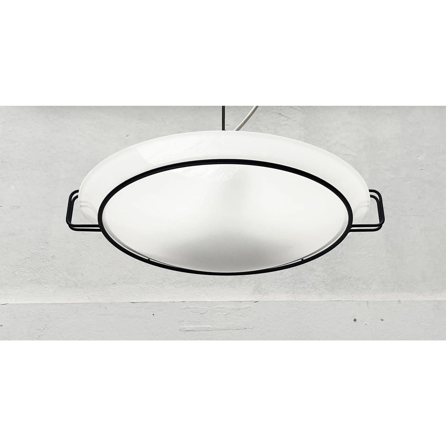 Lampada da soffitto in metallo e vetro vintage di Kalmar, anni '80 in vendita 5