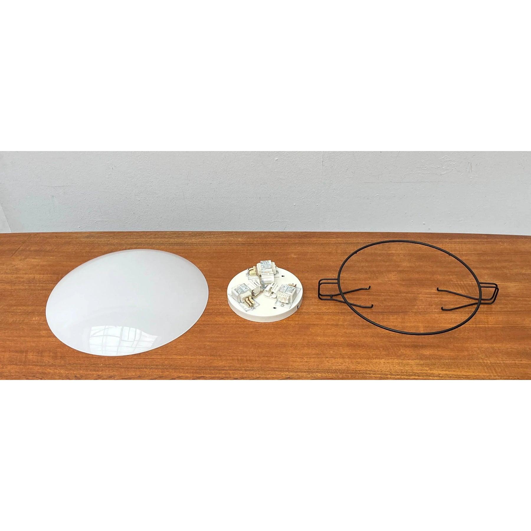 Lampada da soffitto in metallo e vetro vintage di Kalmar, anni '80 in vendita 6