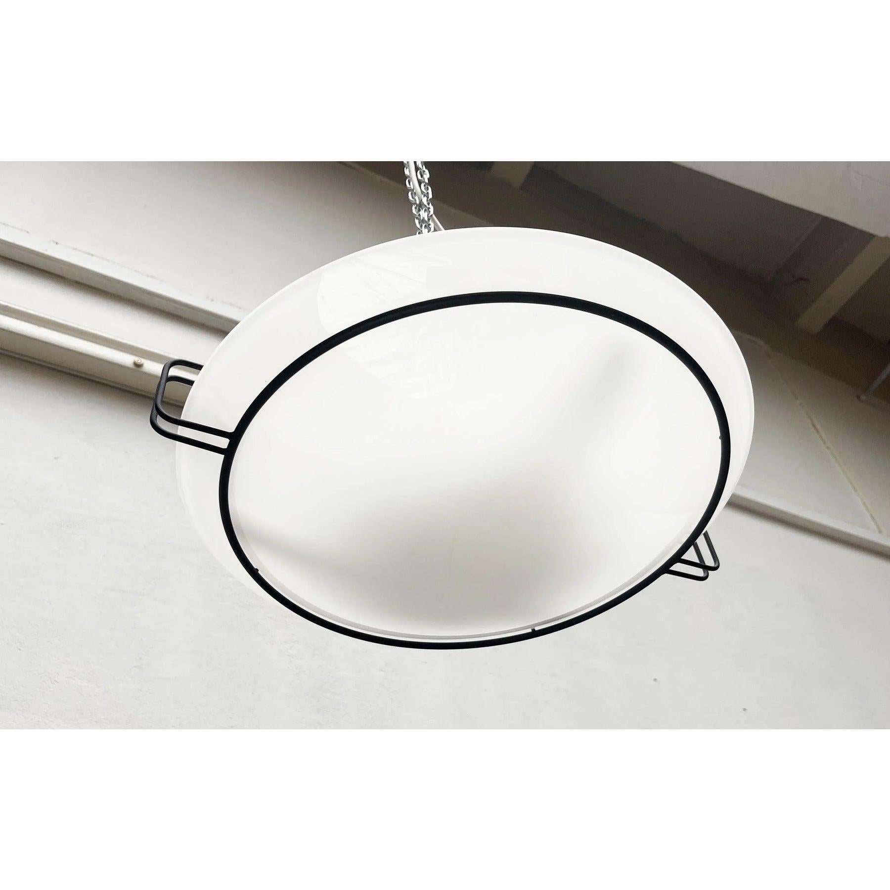 Lampada da soffitto in metallo e vetro vintage di Kalmar, anni '80 in vendita 3