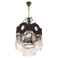 Vintage Metal And Glass Ceiling Lamp Mid Century, 20th Century