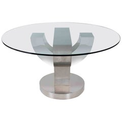 Vintage Metal and Glass Table attr. to Mario Sabot, Italy, 1970s