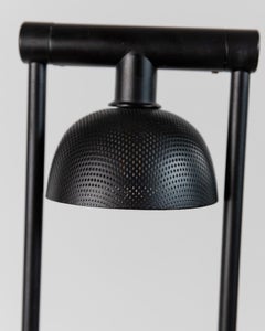 Vintage Metal and Glass Table Lamp Black Metal with Glass Italy, 1980s
