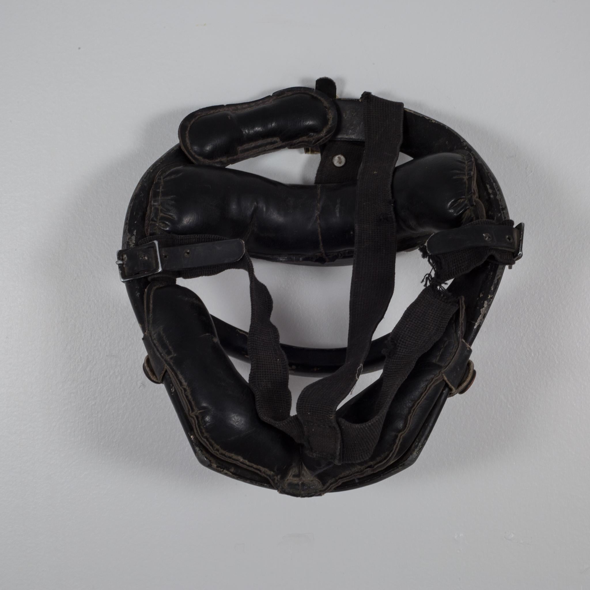 Industrial Vintage Metal and Leather Platform Catcher's Mask, circa 1960