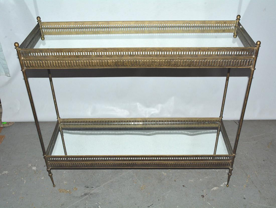 European Vintage Metal and Mirrored Console