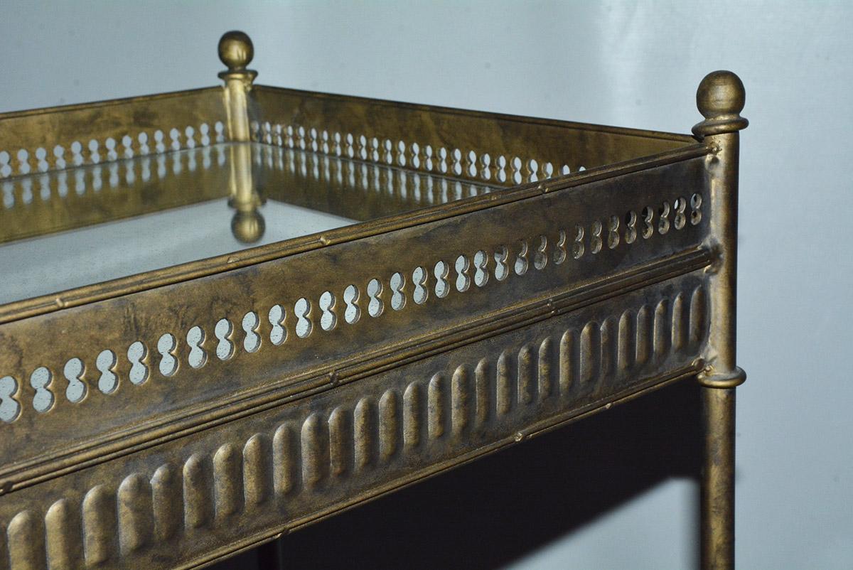 20th Century Vintage Metal and Mirrored Console
