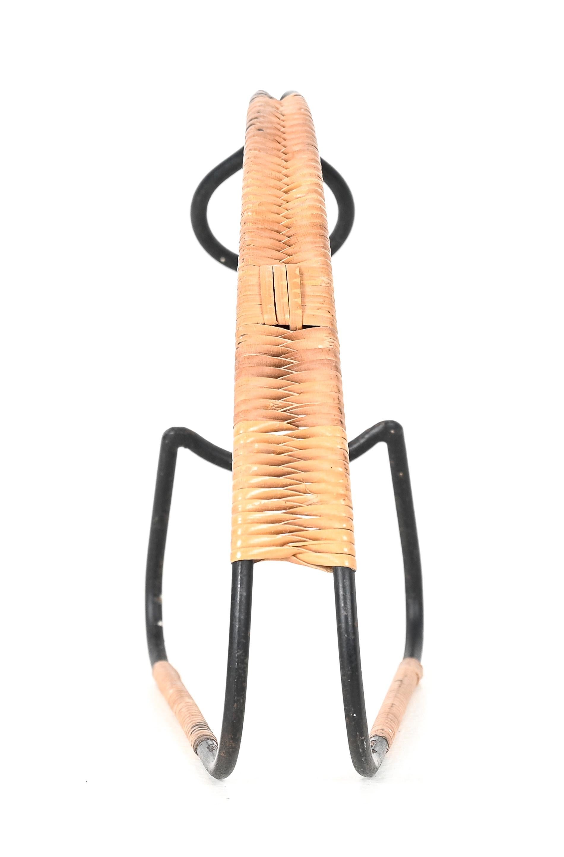 Vintage metal and rattan bottle holder by Laurids Lonborg circa 1960 For Sale 6