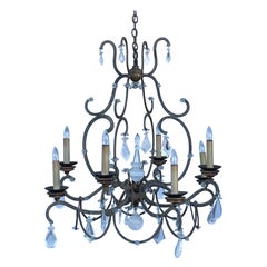 Vintage Metal and Rock Crystal Chandelier