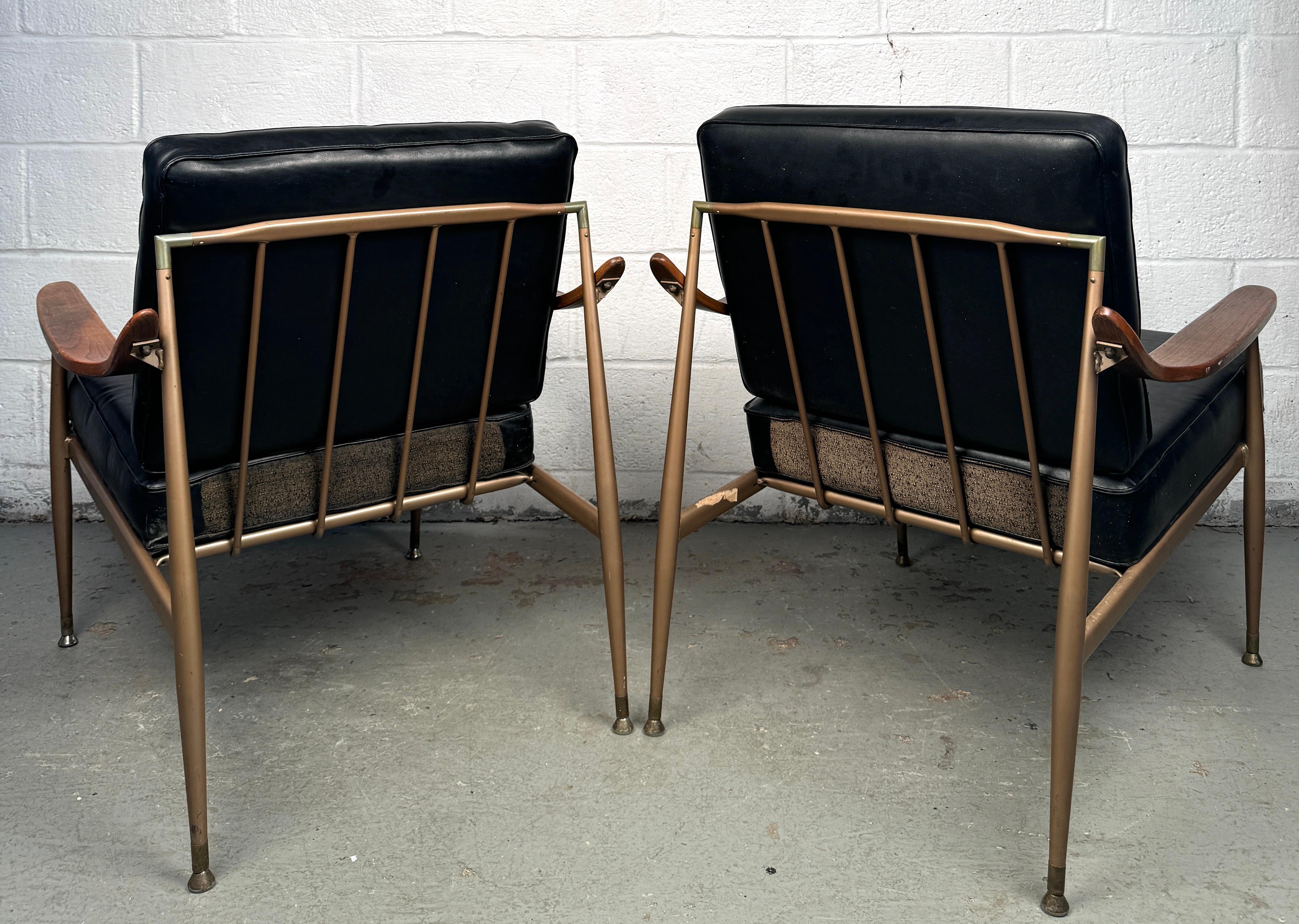 Sedie da salotto vintage in metallo e legno di Howell in vendita 14
