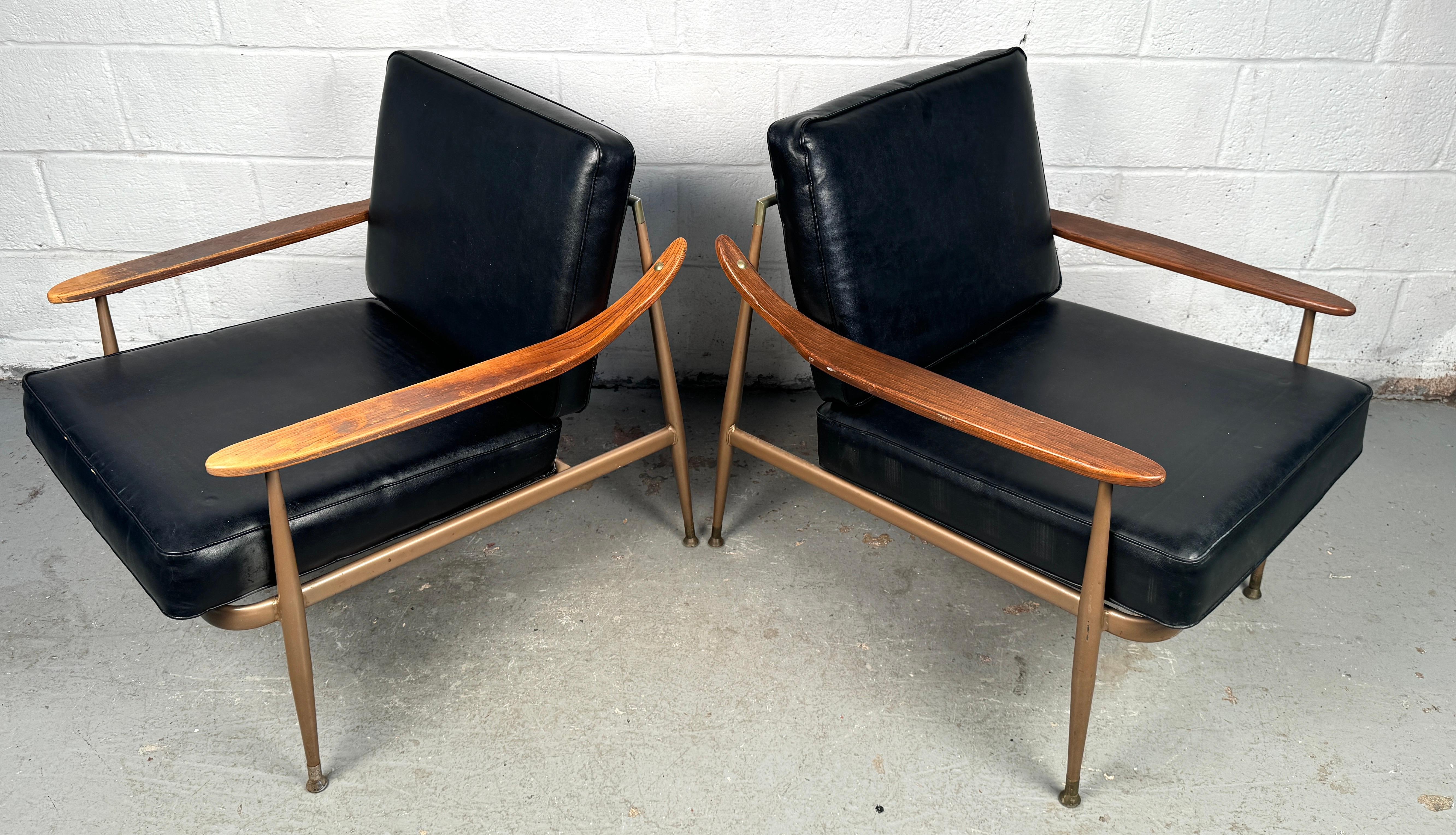 XX secolo Sedie da salotto vintage in metallo e legno di Howell in vendita
