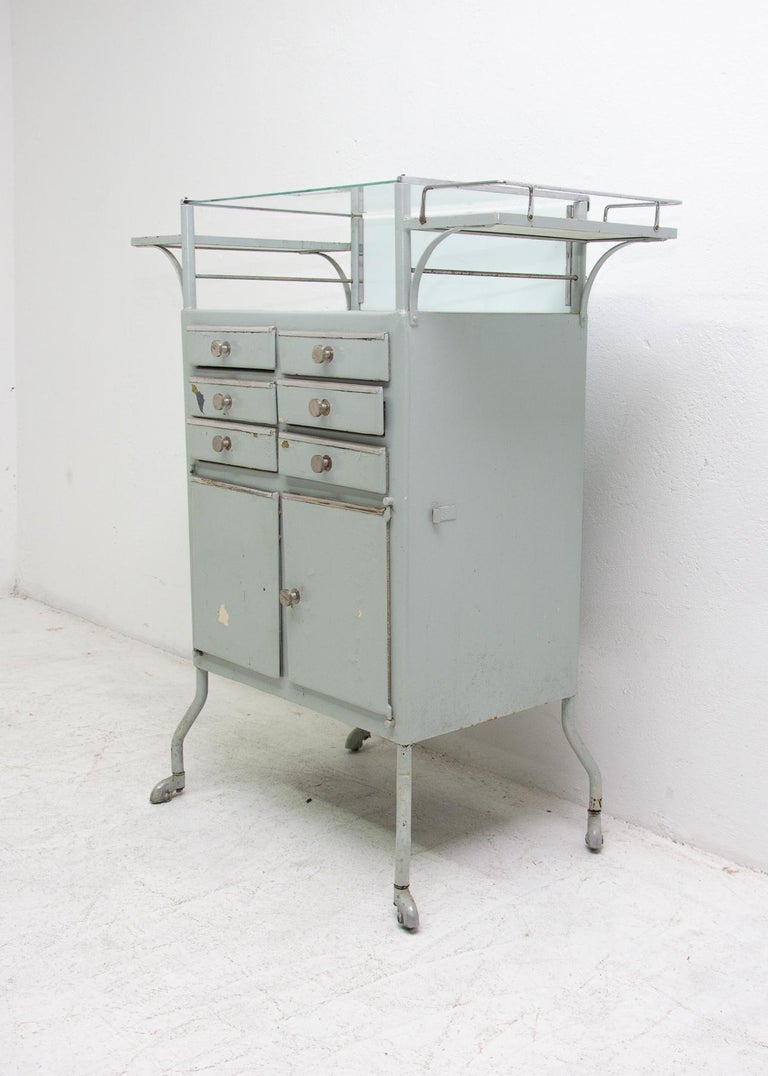Vintage Metal Apothecary on Wheels, 1960s For Sale at 1stDibs