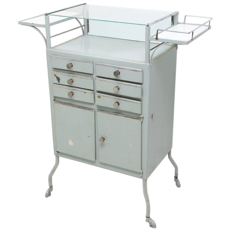 Vintage Metal Apothecary on Wheels, 1960s For Sale at 1stDibs