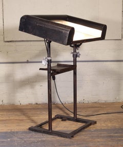 Vintage Metal Art Deco Modern Lighted Lectern Podium Pedestal Stand