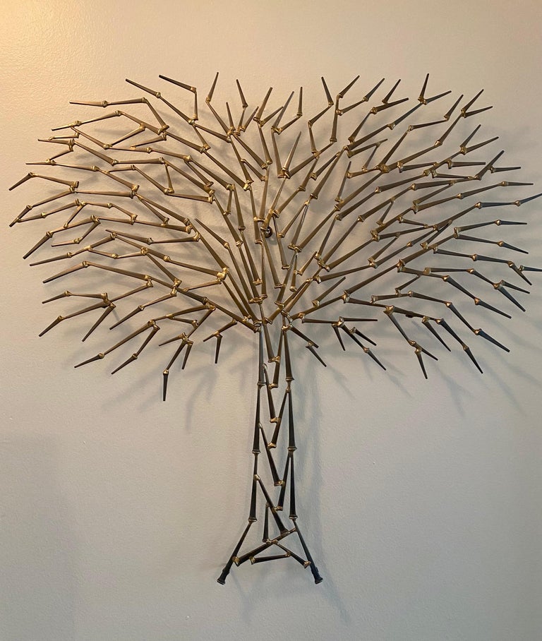 Vintage Metal Art Tree of Life Wall Sculpture For Sale at 1stDibs
