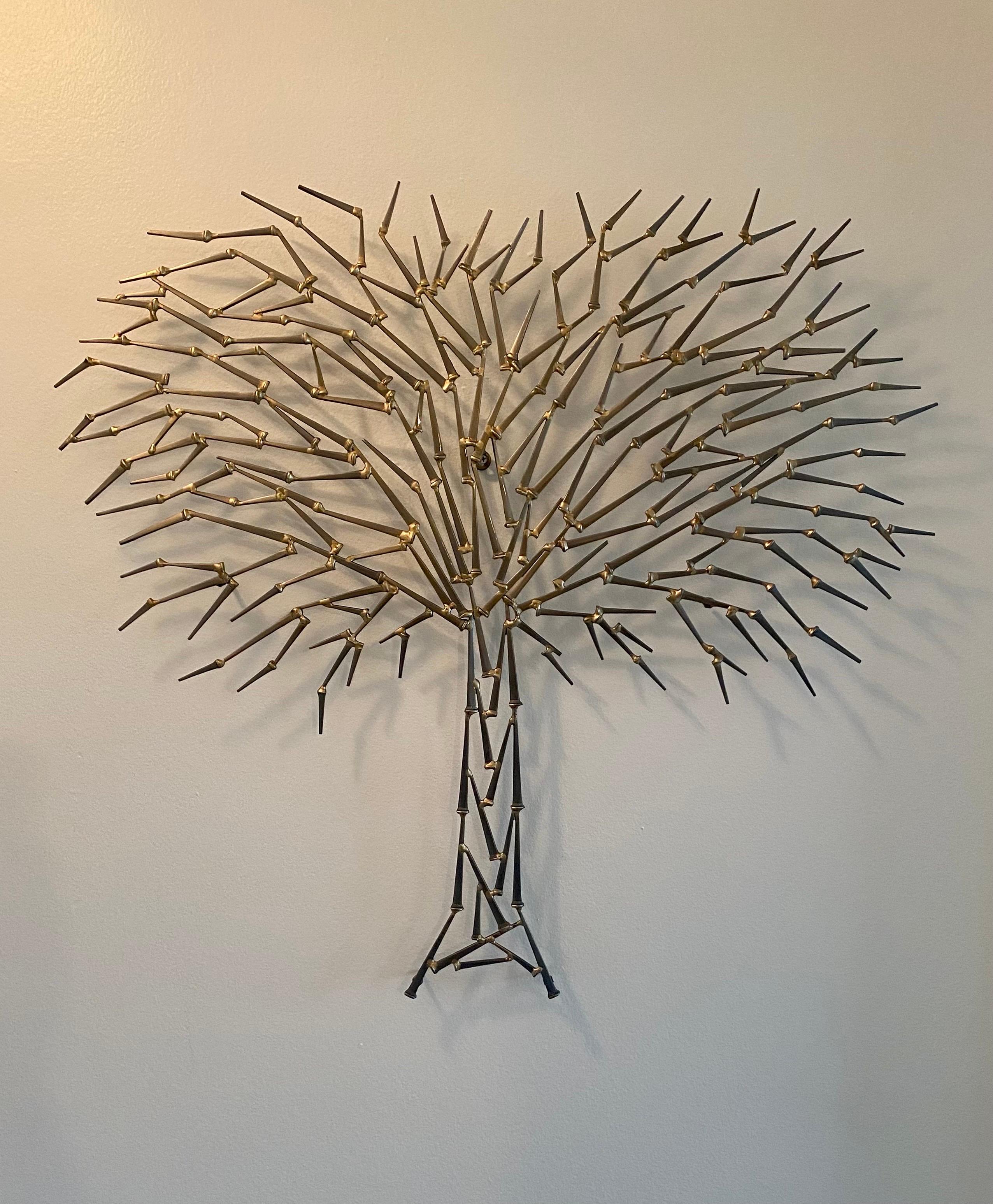 Vintage Metal Art Tree of Life Wall Sculpture In Good Condition For Sale In Miami, FL