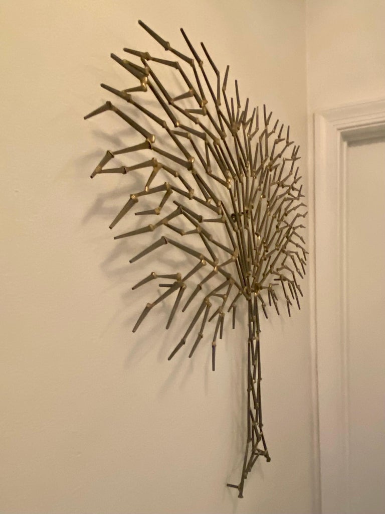 Vintage Metal Art Tree of Life Wall Sculpture For Sale at 1stDibs